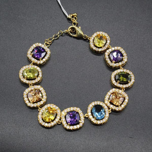 YGP Big Stone Multi Color Bracelet with Adjustable Chain - Enumu