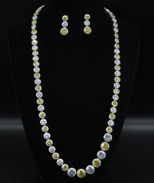 Diamond Long Citrine Wedding Necklace set - Enumu
