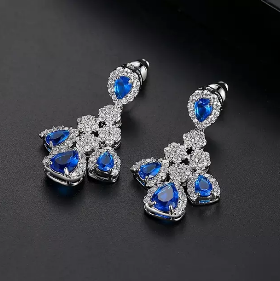 Blue Chandelier Drop Dangle Earrings - Enumu