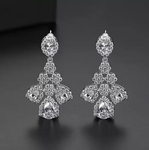 White Chandelier Drop Dangle Earrings - Enumu