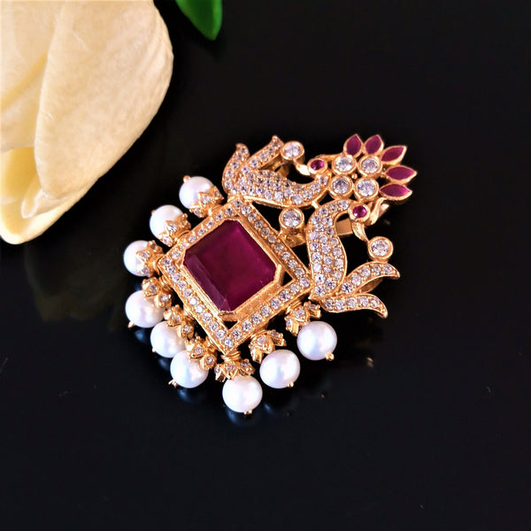 Handmade Pure Silver Ruby Pearl Pendant - Enumu